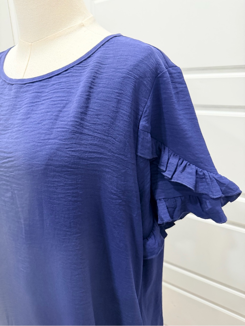 Hotouch Women's Navy Ruffle Sleeve Shift Dress NWT - Picture 6 of 9